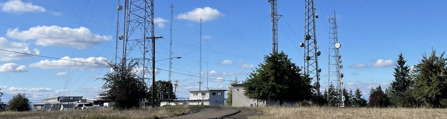 radio antennas and towers on a sunny day