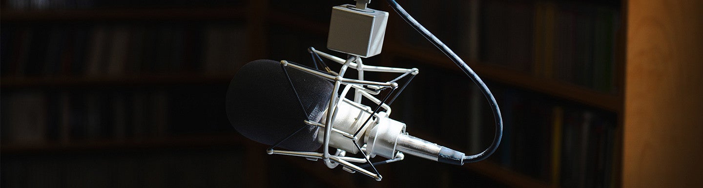 radio microphone suspended in air