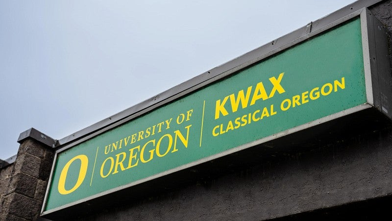 Sign outside of the KWAX studios