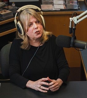 Kimberly Powell at the radio controls